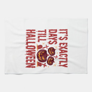 Halloween Aftelling Pompoen Kerkhof Horror Typo Theedoek