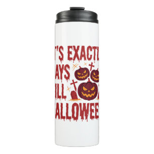 Halloween Aftelling Pompoen Kerkhof Horror Typo Thermosbeker