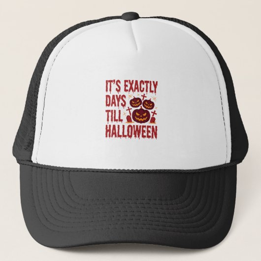 Halloween Aftelling Pompoen Kerkhof Horror Typo Trucker Pet (Voorkant)