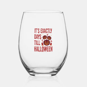 Halloween Aftelling Pompoenen Begraafplaats Horror Wijnglas Zonder Voet