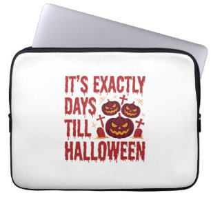 Halloween Aftelling Pompoenen Kerkhof Horror Typo Laptop Sleeve