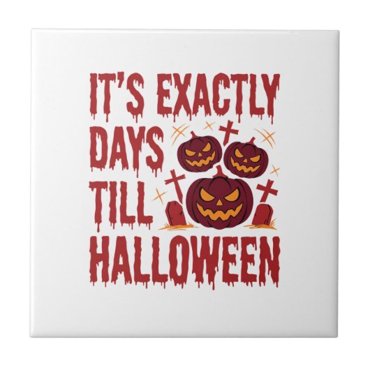 Halloween Aftelling Pompoenen Kerkhof Horror Typo Tegeltje (Voorkant)