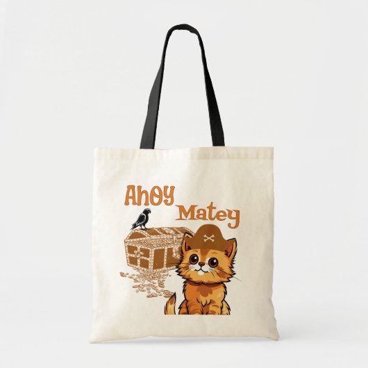 Halloween "Ahoy Matey" Pirate Kitten TrickorTreat Tote Bag (Voorkant)