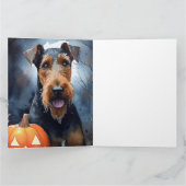 Halloween Airedale met pompoenen eng Kaart (Binnen)
