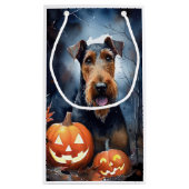 Halloween Airedale met pompoenen eng Klein Cadeauzakje (Achterkant)