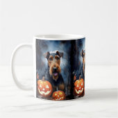 Halloween Airedale met pompoenen eng Koffiemok (Links)
