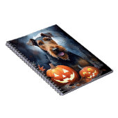 Halloween Airedale met pompoenen eng Notitieboek (Rechterzijde)