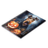 Halloween Airedale met pompoenen eng Notitieboek (Linkerzijde)