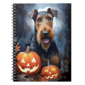 Halloween Airedale met pompoenen eng Notitieboek (Voorkant)