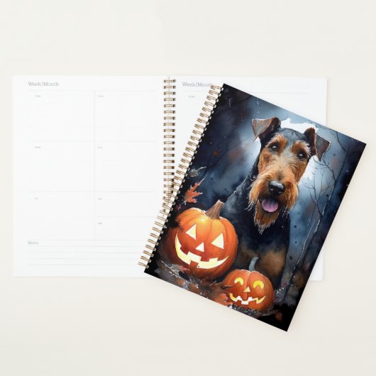 Halloween Airedale met pompoenen eng Planner (Display)