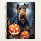Halloween Airedale met pompoenen eng Planner (Voorkant)