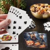 Halloween Airedale met pompoenen eng Pokerkaarten (Insitu)