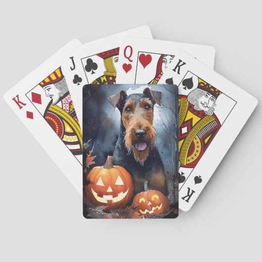 Halloween Airedale met pompoenen eng Pokerkaarten (Achterkant)