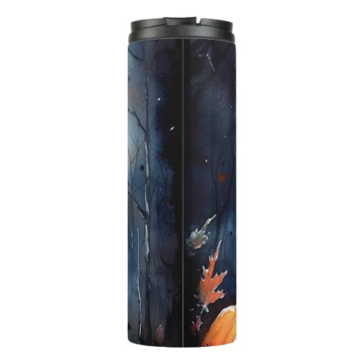 Halloween Airedale met pompoenen eng Thermosbeker (Achterkant)