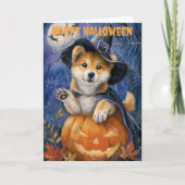 Halloween Akita Dog Feestdagen Kaart (Voorkant)