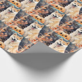 Halloween Akita met pompoenen eng Cadeaupapier (Hoek)