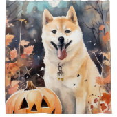 Halloween Akita met pompoenen eng Douchegordijn (Voorkant)