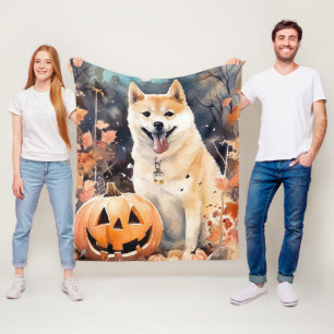 Halloween Akita met pompoenen eng Fleece Deken