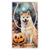 Halloween Akita met pompoenen eng Klein Cadeauzakje (Achterkant)