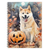 Halloween Akita met pompoenen eng Notitieboek (Voorkant)