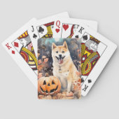 Halloween Akita met pompoenen eng Pokerkaarten (Achterkant)