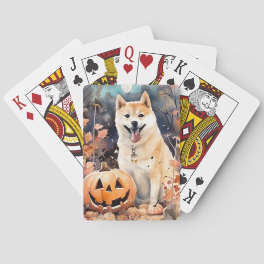 Halloween Akita met pompoenen eng Pokerkaarten (Achterkant)