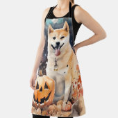 Halloween Akita met pompoenen eng Schort (Insitu)