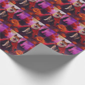 Halloween Akita Vampire Pumpkins eng Cadeaupapier (Hoek)