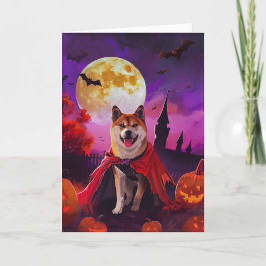 Halloween Akita Vampire Pumpkins eng Kaart (Voorkant)