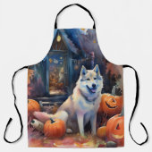 Halloween Alaskaanse Malamute Met Pompoenen Eng Schort (Voorkant)