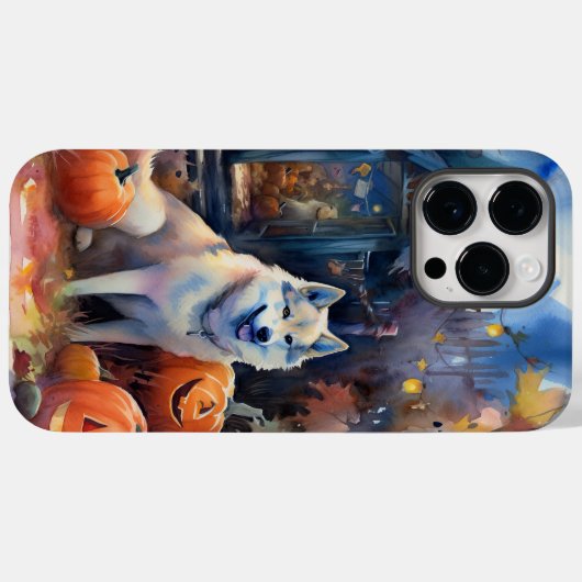 Halloween Alaskan Malamute met pompoenen Case-Mate iPhone Case (Achterkant (horizontaal))