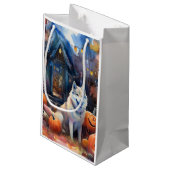 Halloween Alaskan Malamute met pompoenen Klein Cadeauzakje (Achterkant Gekanteld)