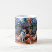 Halloween Alaskan Malamute met pompoenen Koffiemok (Center)