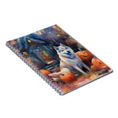 Halloween Alaskan Malamute met pompoenen Notitieboek (Rechterzijde)