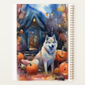 Halloween Alaskan Malamute met pompoenen Planner (Achterkant)