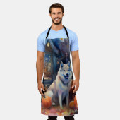 Halloween Alaskan Malamute met pompoenen Schort (Gedragen)