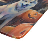 Halloween Alaskan Malamute met pompoenen Snijplank (Hoek)