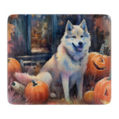 Halloween Alaskan Malamute met pompoenen Snijplank (Voorkant)