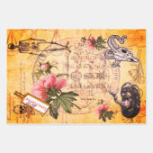 Halloween Alchemy Pink Peony Skeleton Ephemera Inpakpapier Vel (Voorkant 3)