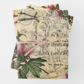 Halloween Alchemy Pink Peony Skeleton Ephemera Inpakpapier Vel (In situ)