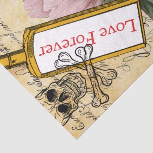 Halloween Alchemy Pink Peony Skeleton Ephemera Tissuepapier (Detail)