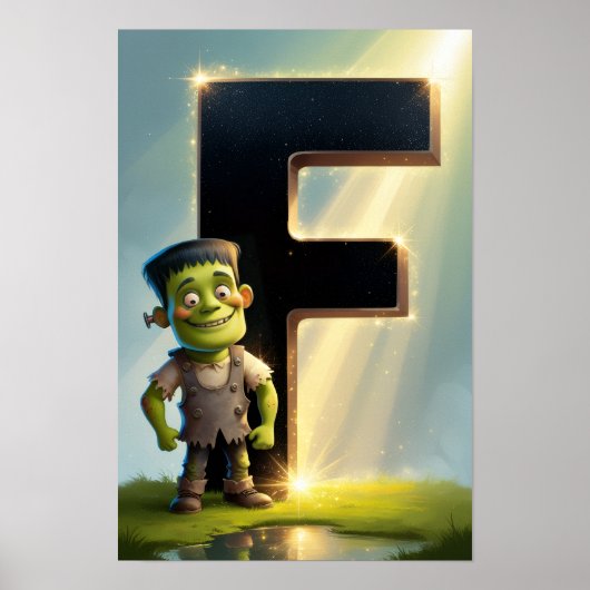 Halloween Alfabet Kids ABC Letter F Poster (Voorkant)