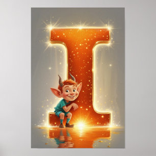 Halloween Alfabet Kinderen ABC Letter I Poster