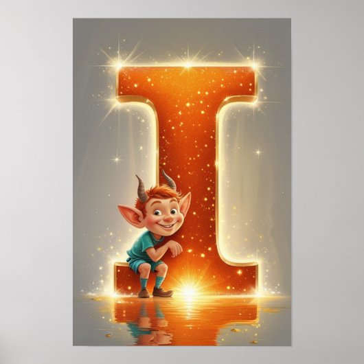 Halloween Alfabet Kinderen ABC Letter I Poster (Voorkant)