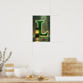 Halloween Alfabet Kinderen ABC Letter L Poster (Keuken)