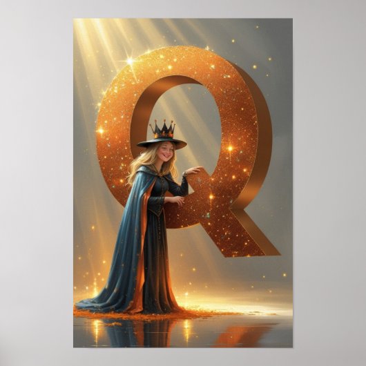 Halloween Alfabet Kinderen ABC Letter Q Poster (Voorkant)