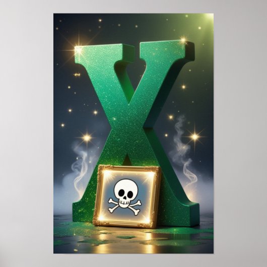 Halloween Alfabet Kinderen ABC Letter X Poster (Voorkant)