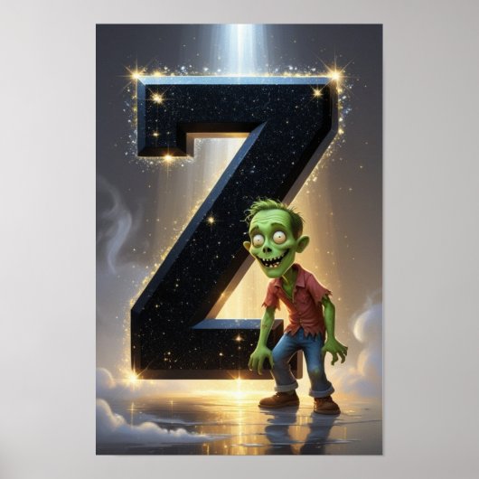 Halloween Alfabet Kinderen ABC Letter Z Poster (Voorkant)