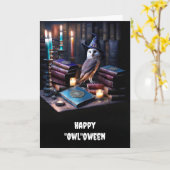 Halloween Algemeen met Uil Mystieke Magische Boeke Kaart (Gele Bloem)