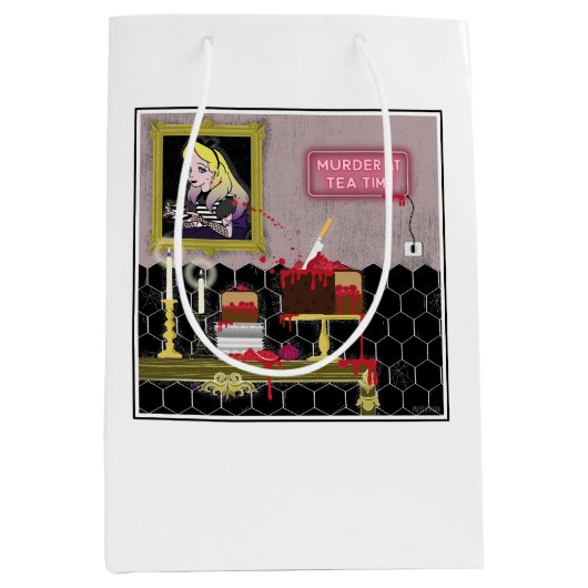 Halloween Alice in de wonderland teatime geschenkz Medium Cadeauzakje (Voorkant)